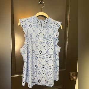 JCrew blue eyelet tank L